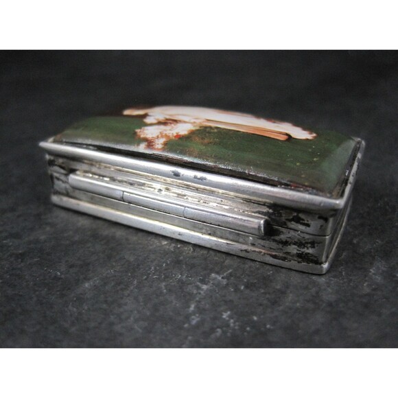 Vintage English Sterling Enamel Pill Box Art Nouveau - Picture 7 of 10